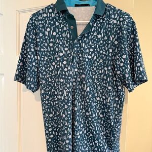 Greyson Teal Floral-Print Polo